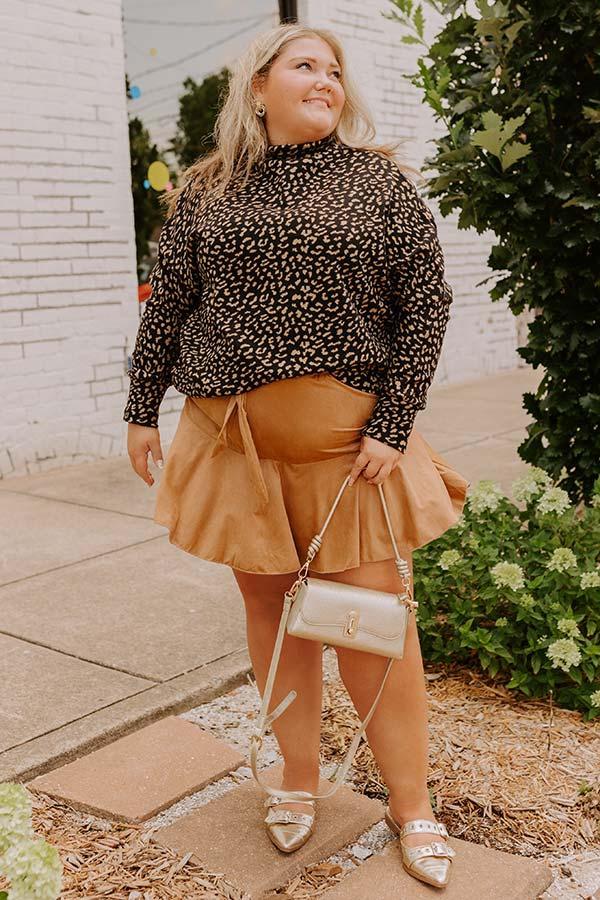 The Arlet High Waist Faux Suede Skort Curves Product Image