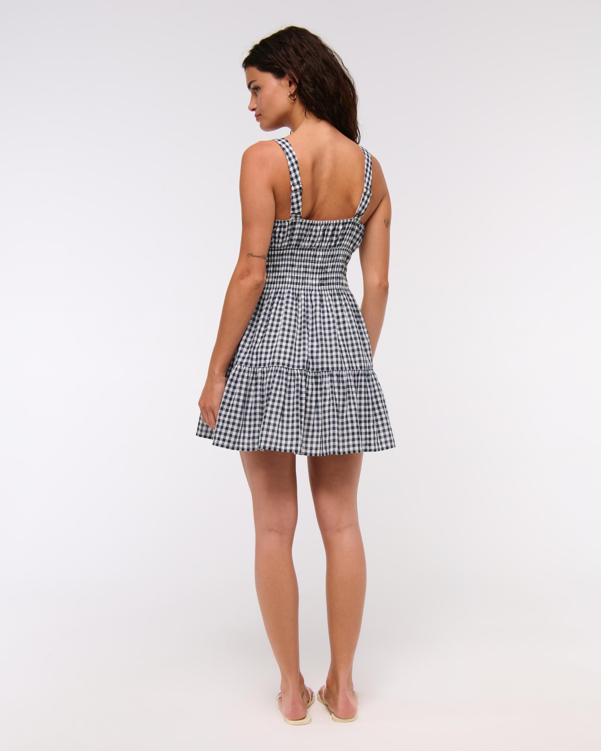 Smocked Tie-Front Mini Dress Product Image