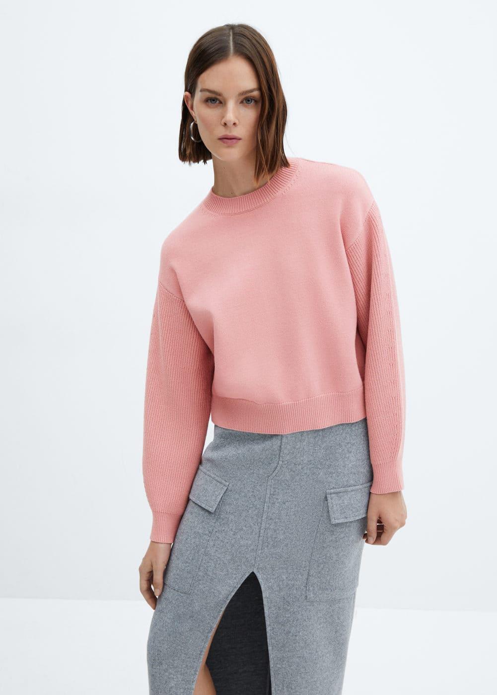 Mango Womens Round-Neck Knitted Sweater Product Image