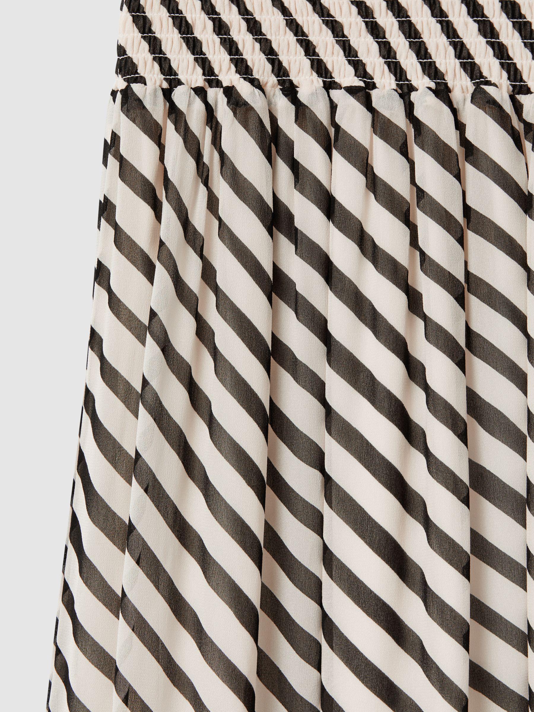 Striped Panelled Midi Skirt in Black/Cream Product Image