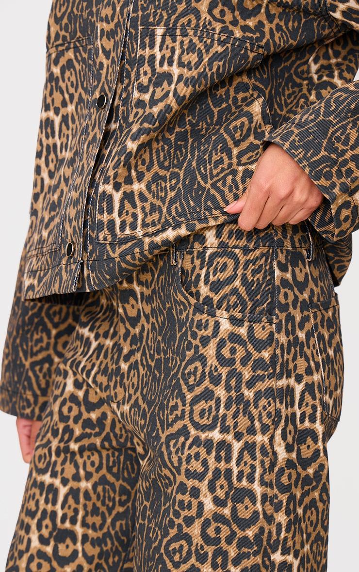 Stone Leopard Twill Wide Leg Pants  Product Image