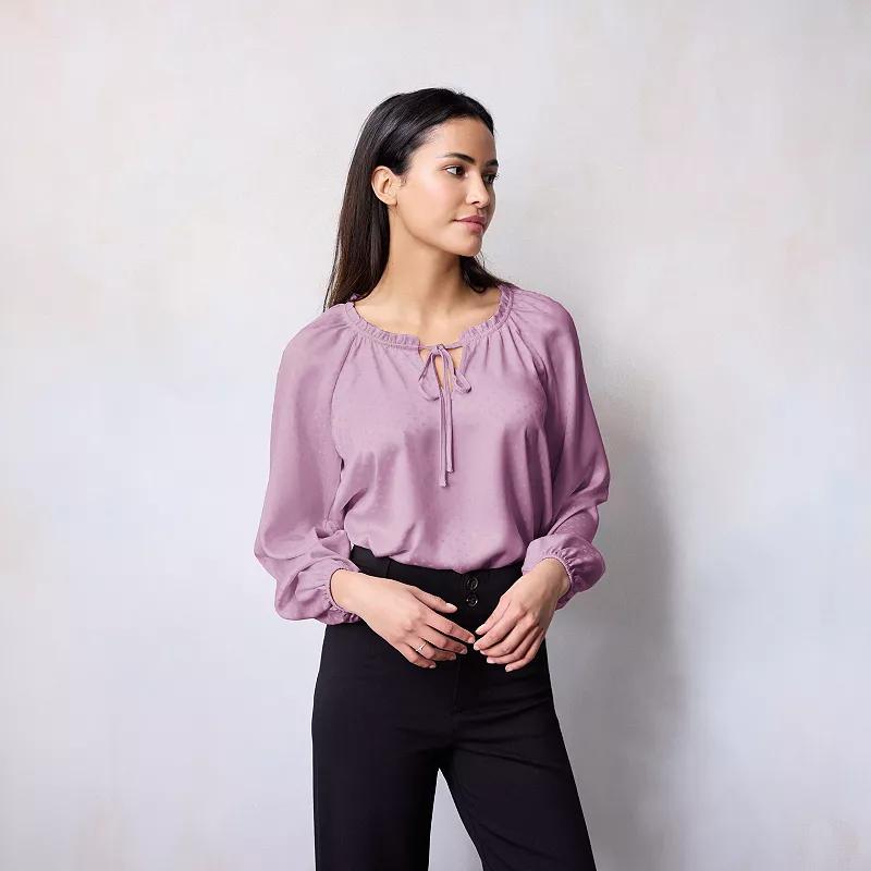 Women's LC Lauren Conrad Tie-Front Peasant Top, Size: XXL, Ballerina Tulle Product Image