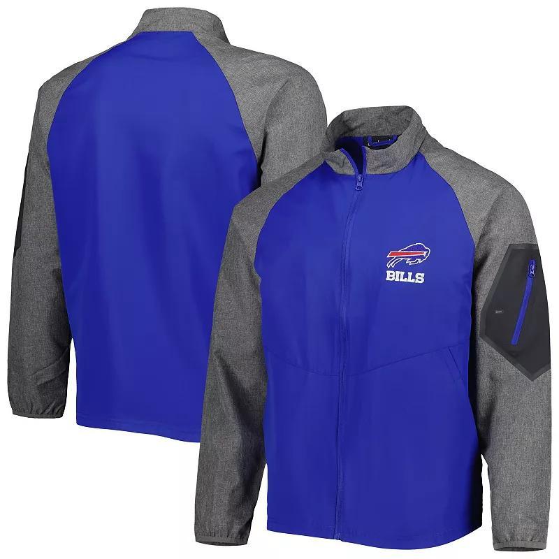 Mens Dunbrooke Royal/Heather Gray New York Giants Hurricane Raglan Full-Zip Windbreaker Jacket Product Image