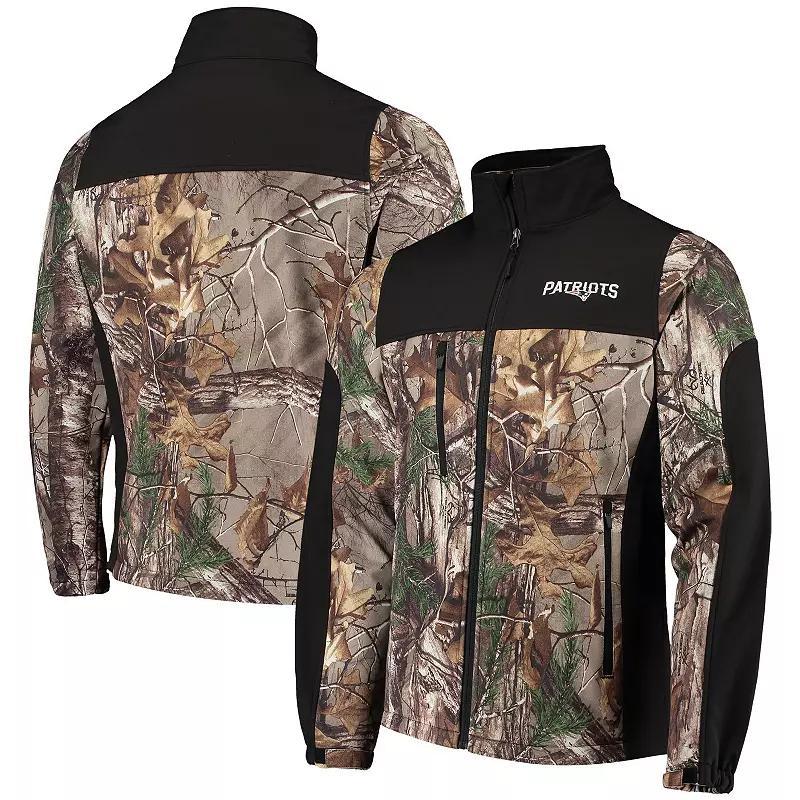 Men's Dunbrooke Realtree Camo/Black New England Patriots Circle Hunter Softshell Full-Zip Jacket, Size: Medium, Green Product Image