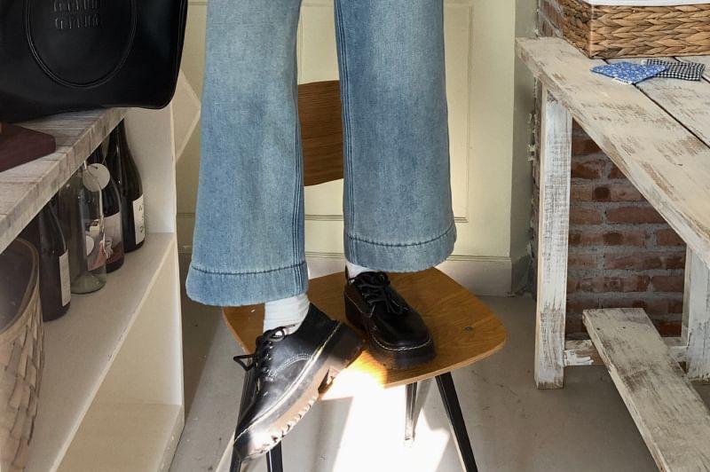 High Waist Washed Cropped Wide Leg Jeans Product Image