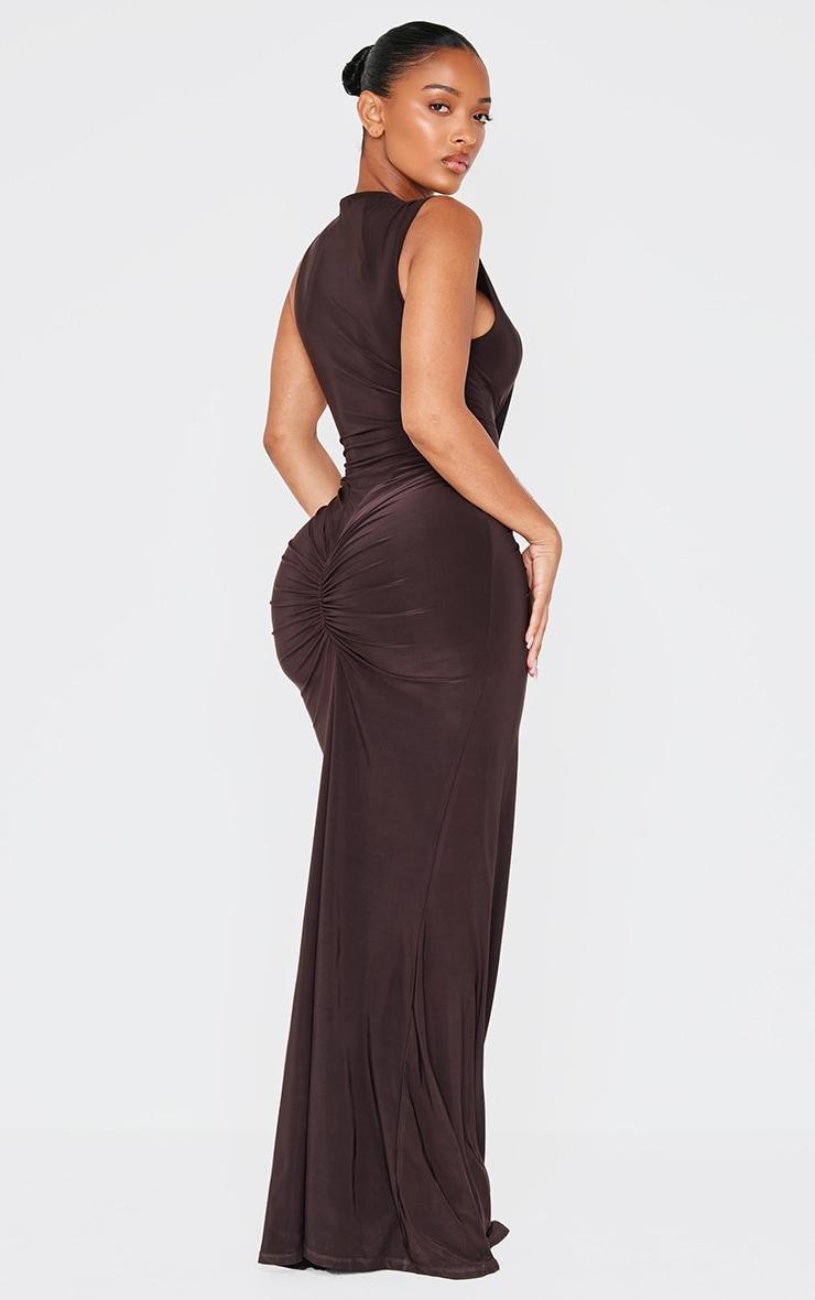 Shape Chocolate Sleeveless Ruched V Waist Maxi Dress Product Image