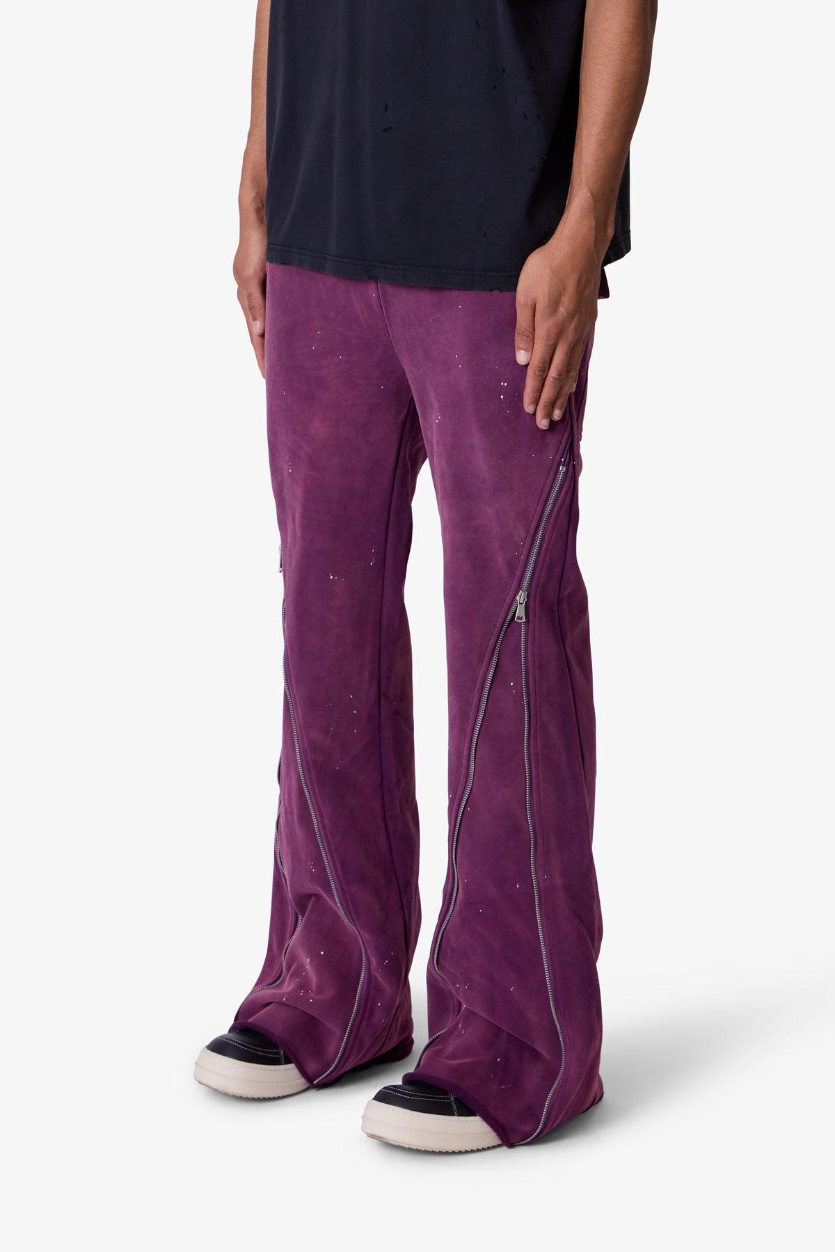 Zipper Flare Sweatpants - Purple Product Image