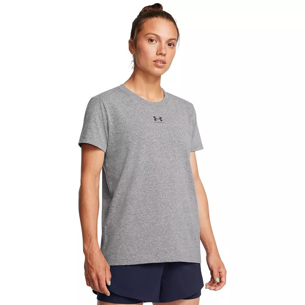 Women's Under Armour Rival Core Short Sleeve Tee, Size: XS, Heathered Castlerock Product Image