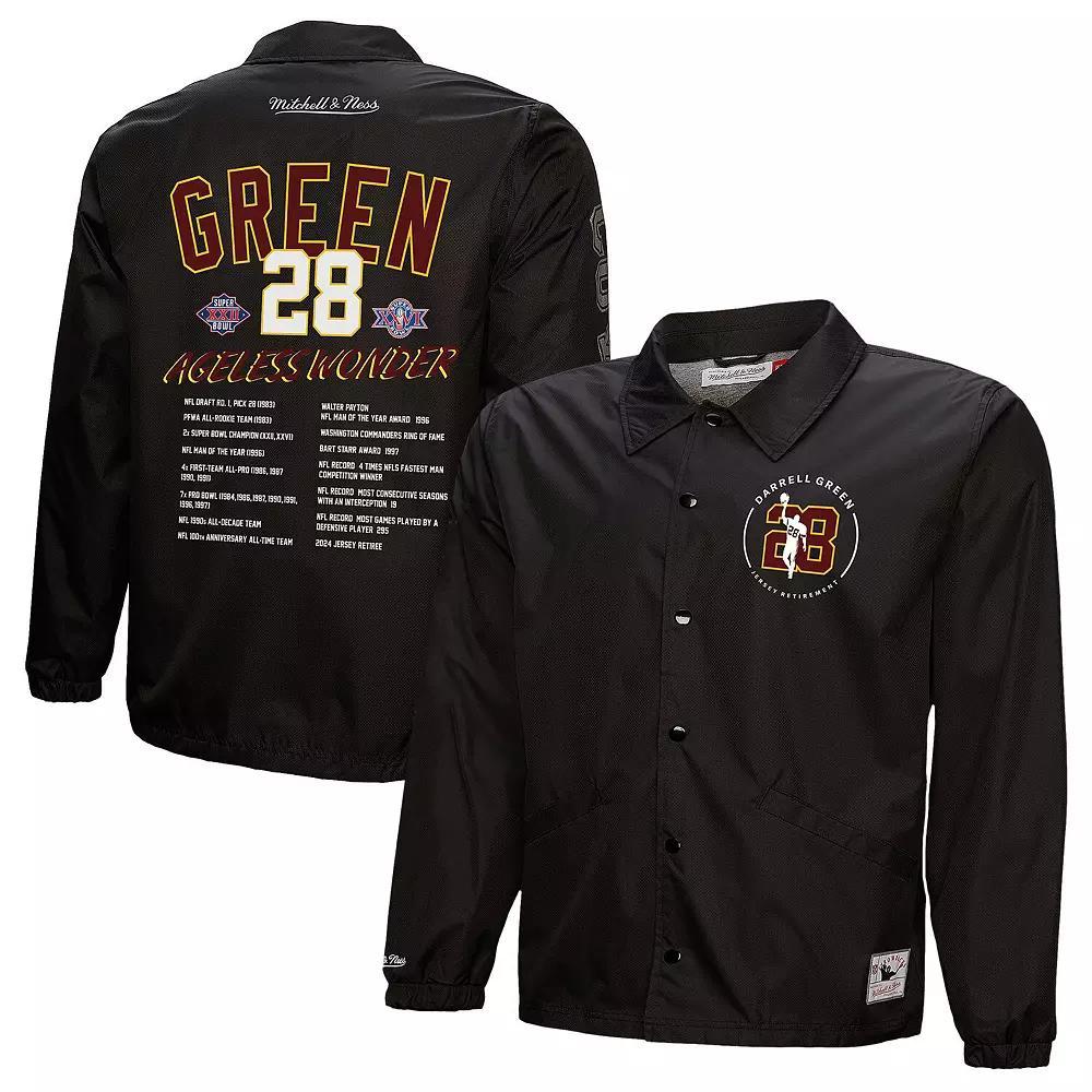 Men's Mitchell & Ness Darrell Green Black Washington Commanders  Coaches Button-Up Jacket, Size: Medium, Wft Black Product Image