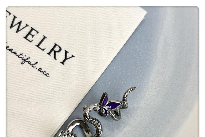 Set:  Butterfly Alloy Stud Earring + Snake Alloy Ear Cuff Product Image