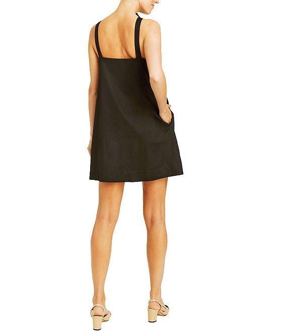 Mestiza New York Payton Poplin Stripe Print Boat Neck Sleeveless Bow Mini Shift Dress Product Image