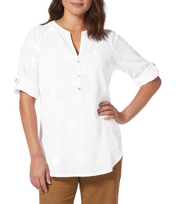 Royal Robbins Women's Oasis Non-Stretch Lawn Woven Split V-Neck 3/4 Sleeve Tunic Product Image