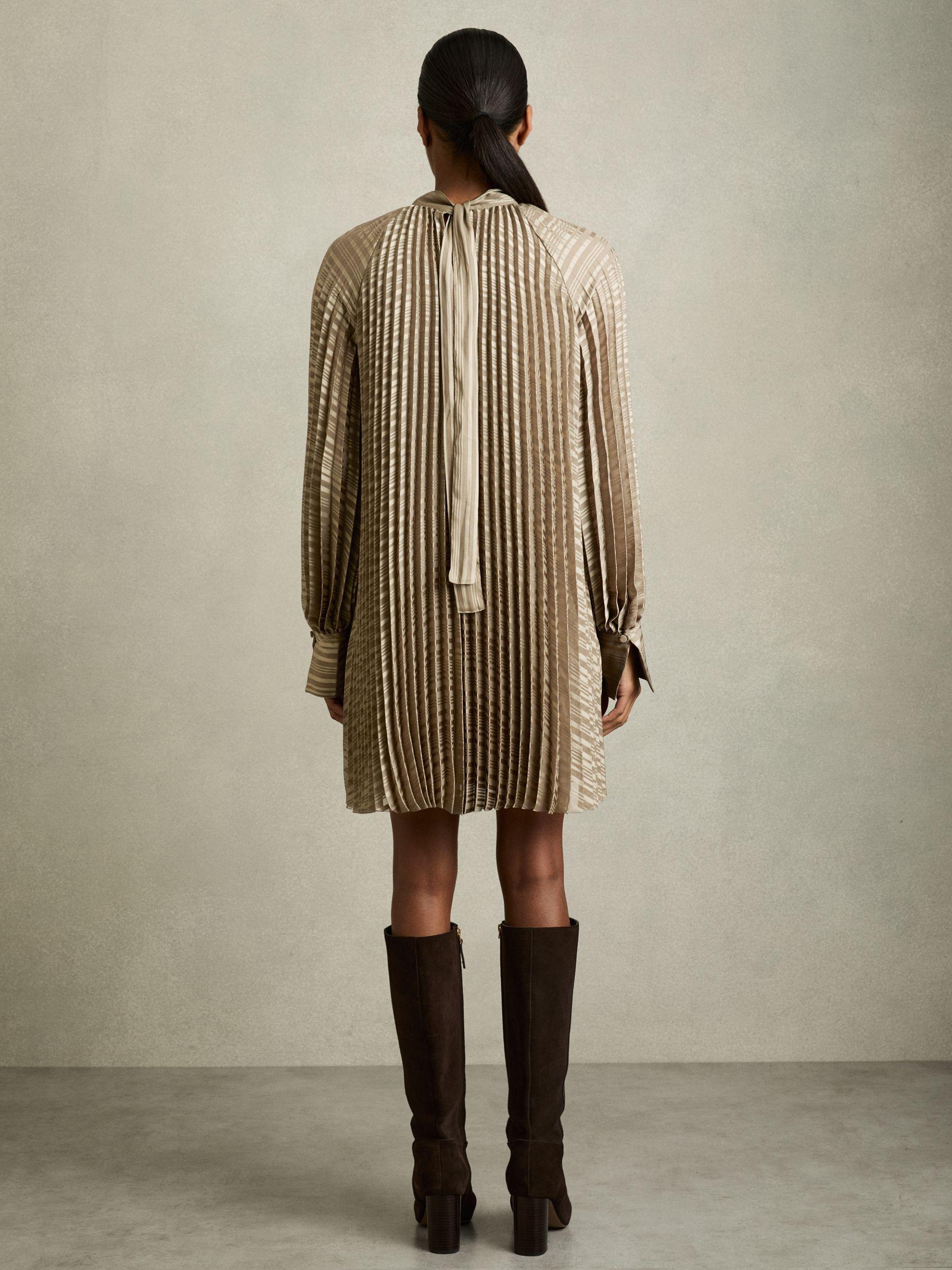 Pleated Belted Mini Dress in Sage Product Image