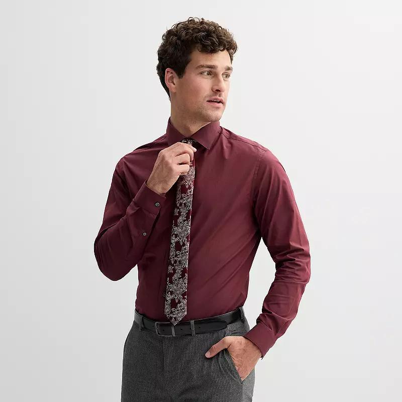 Men's Apt. 9® Premier Flex Solid Regular-Fit Wrinkle Resistant Dress Shirt, Size: Small 32-33, Red Product Image