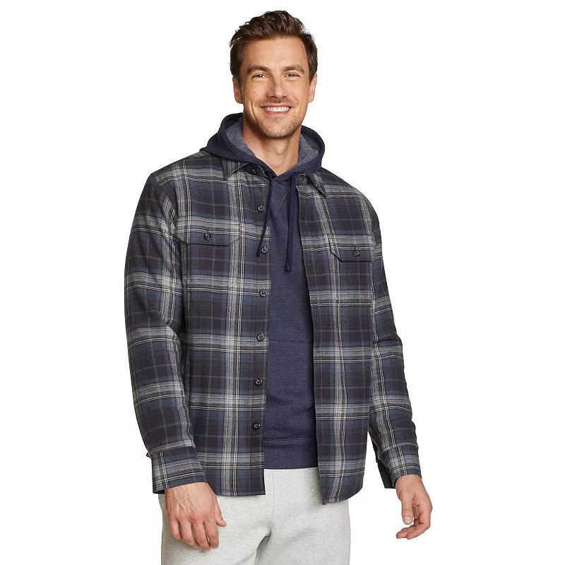 Men's Eddie Bauer Fleece Lined Flannel Shirt Jacket, Size: Large, Deep Brown Product Image