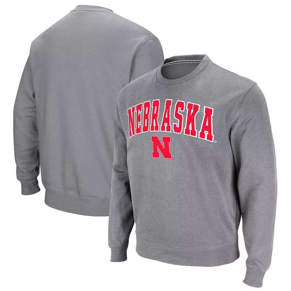 Mens Colosseum Heather Gray Nebraska Huskers Arch & Logo Pullover Sweatshirt Product Image
