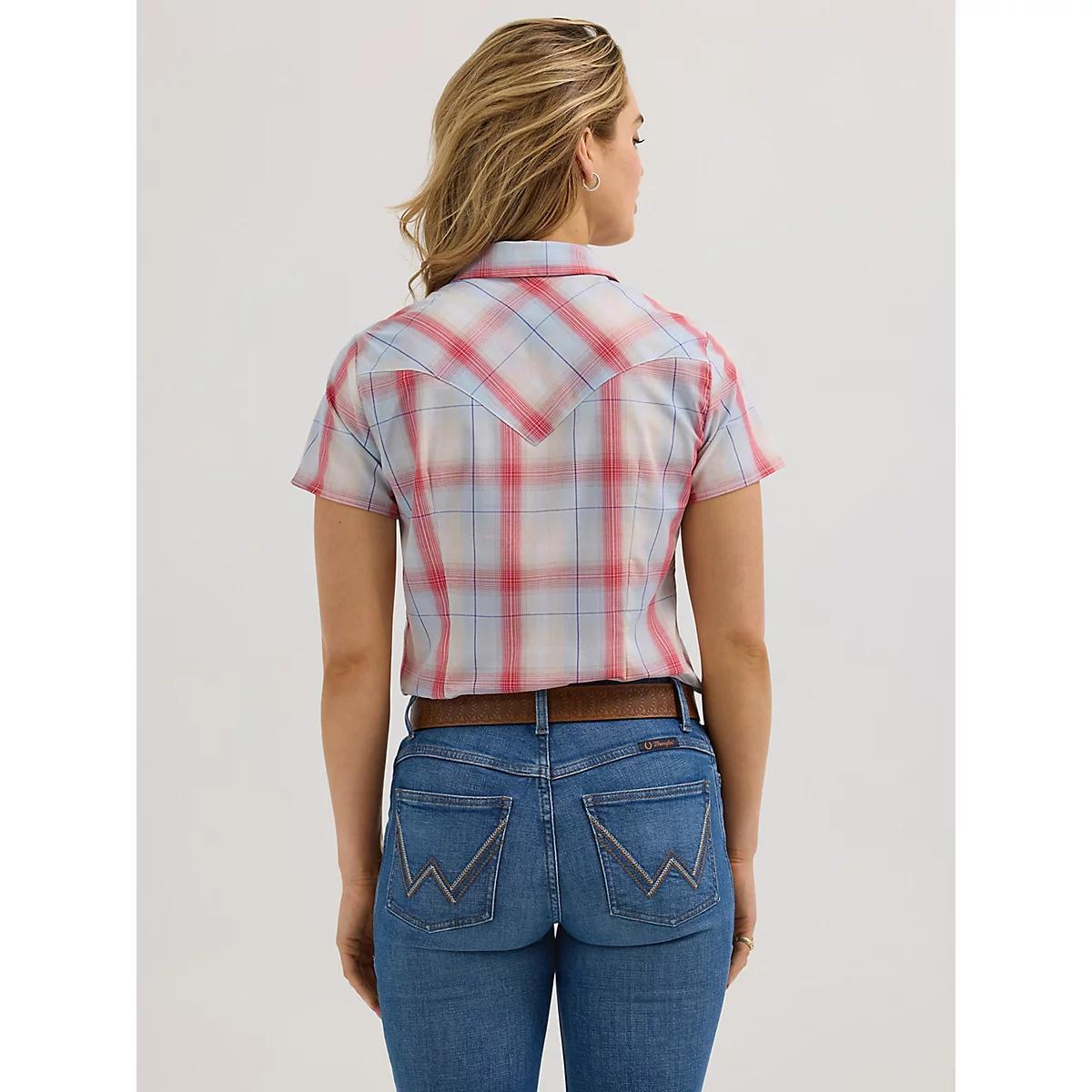Women's Essential Short Sleeve Plaid Western Snap Top | Women's TOPS | Wrangler® Product Image