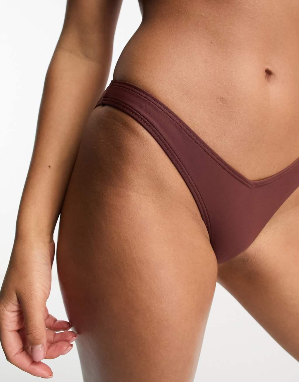 Miss Selfridge mix and match V shape bikini bottom in chocolate Product Image