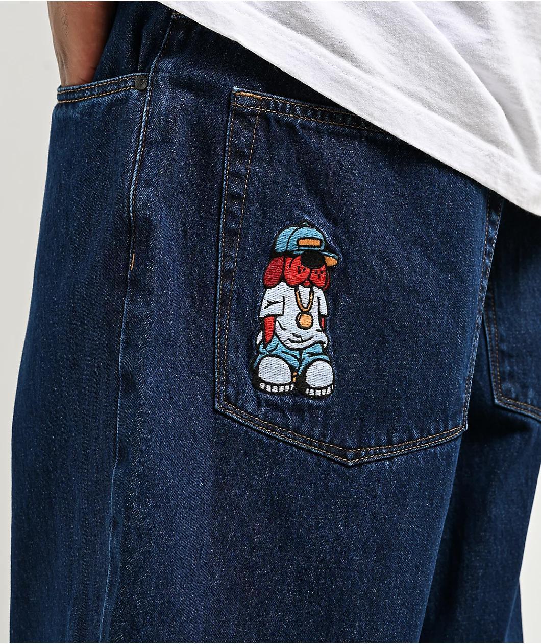 Empyre Dog Evening Ultra Loose Dark Blue Denim Skate Jeans Product Image