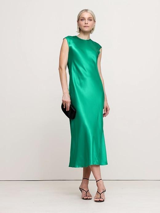 Bias-Cut Satin Midi Dress Product Image