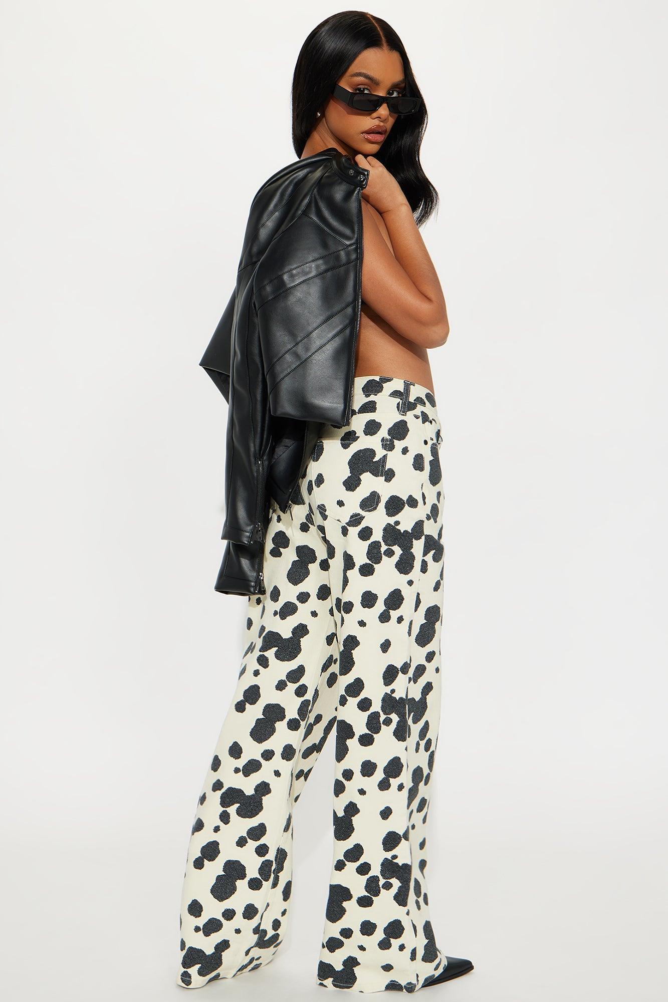 Something Sweet Baggy Printed Jeans - Black/White Female Product Image