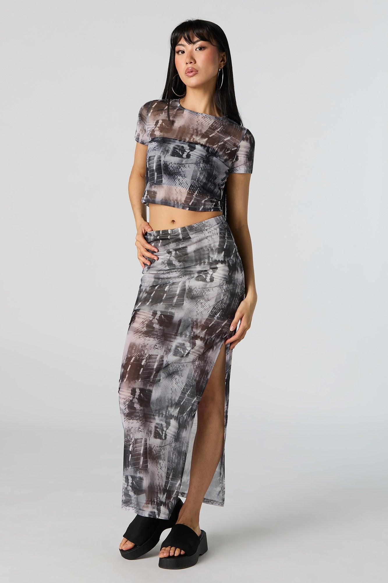 Abstract Mesh Cropped T-Shirt Female Product Image