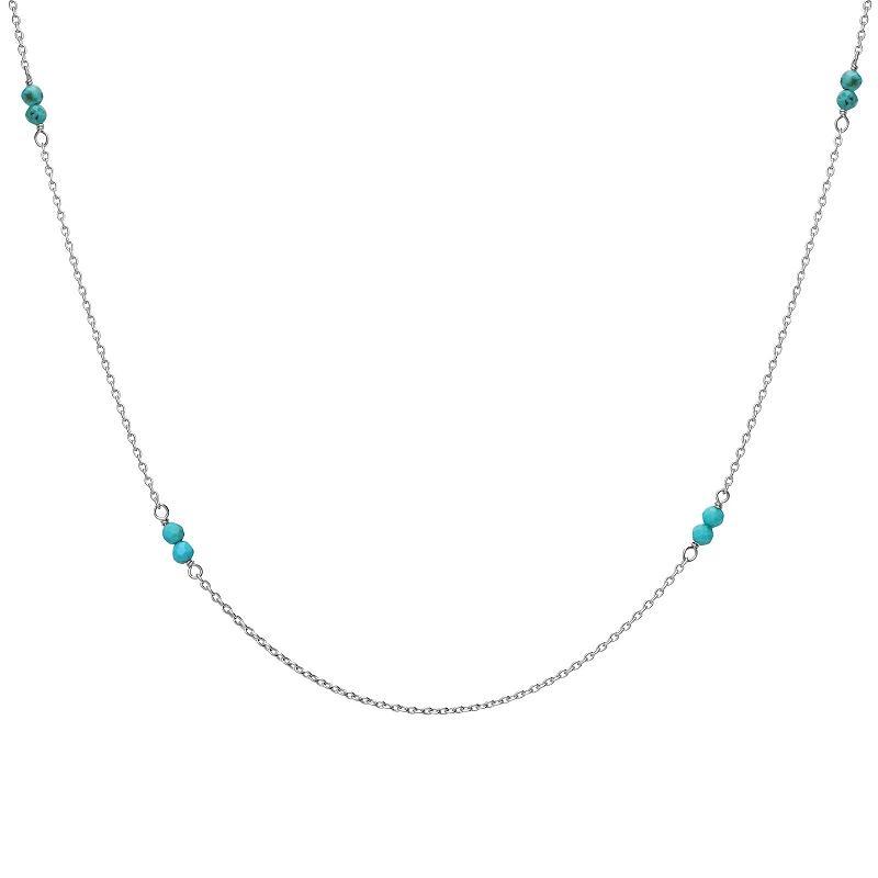 Gemistry Sterling Silver Gemstone Bead Station Necklace, Womens Black Spinel Product Image