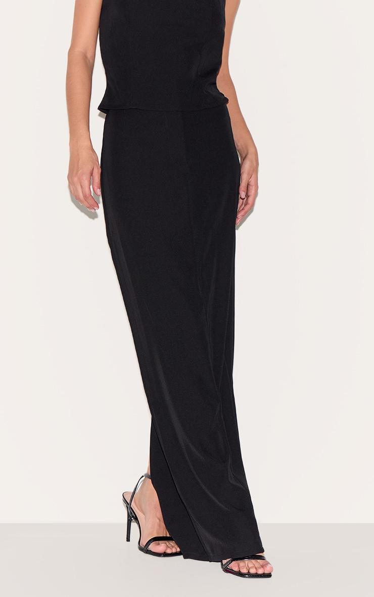 Black Tailored Woven Pocket Detail Maxi Skirt Product Image