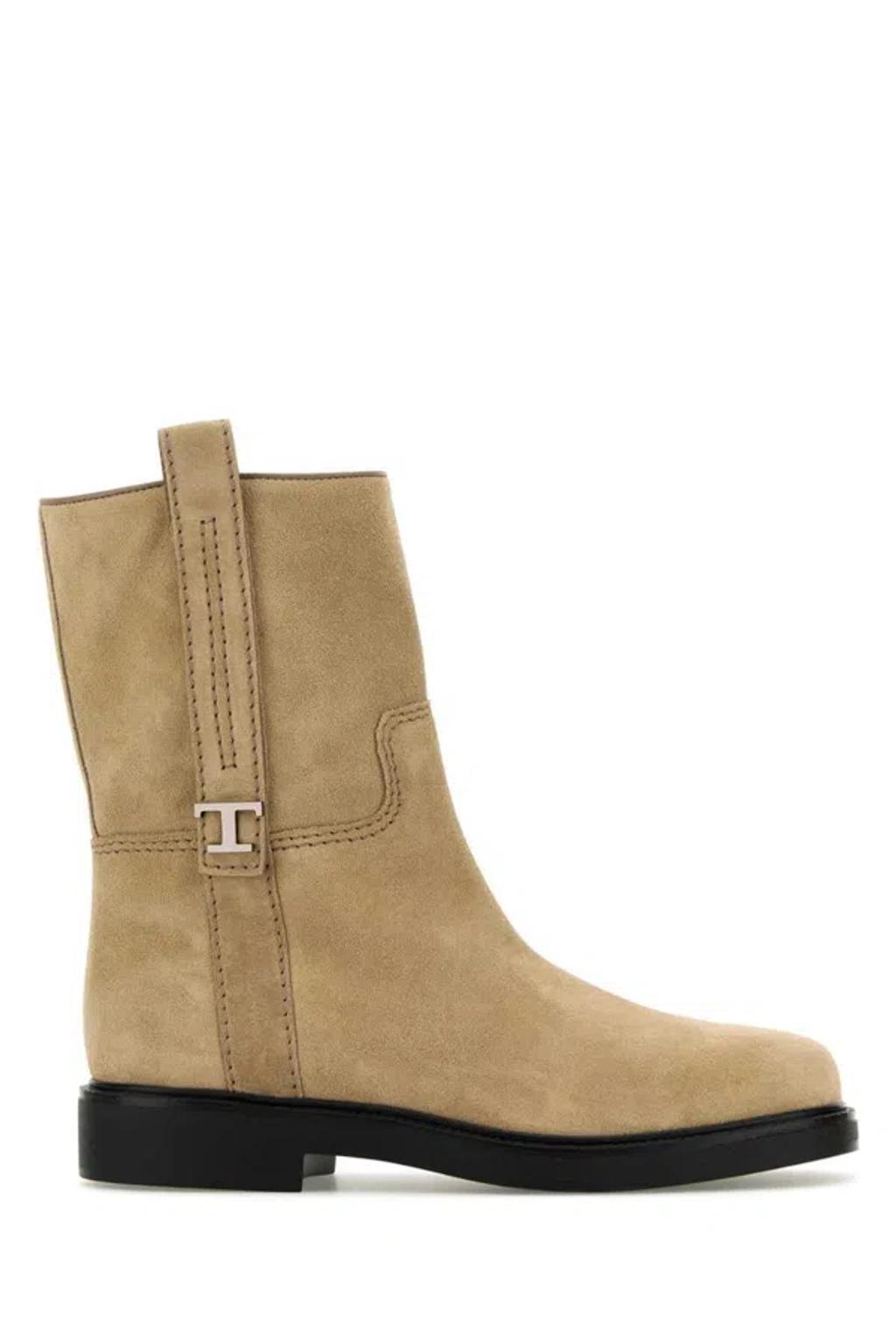 TOD'S Mini Suede Ankle Boot With Timeless Touch In Beige Product Image