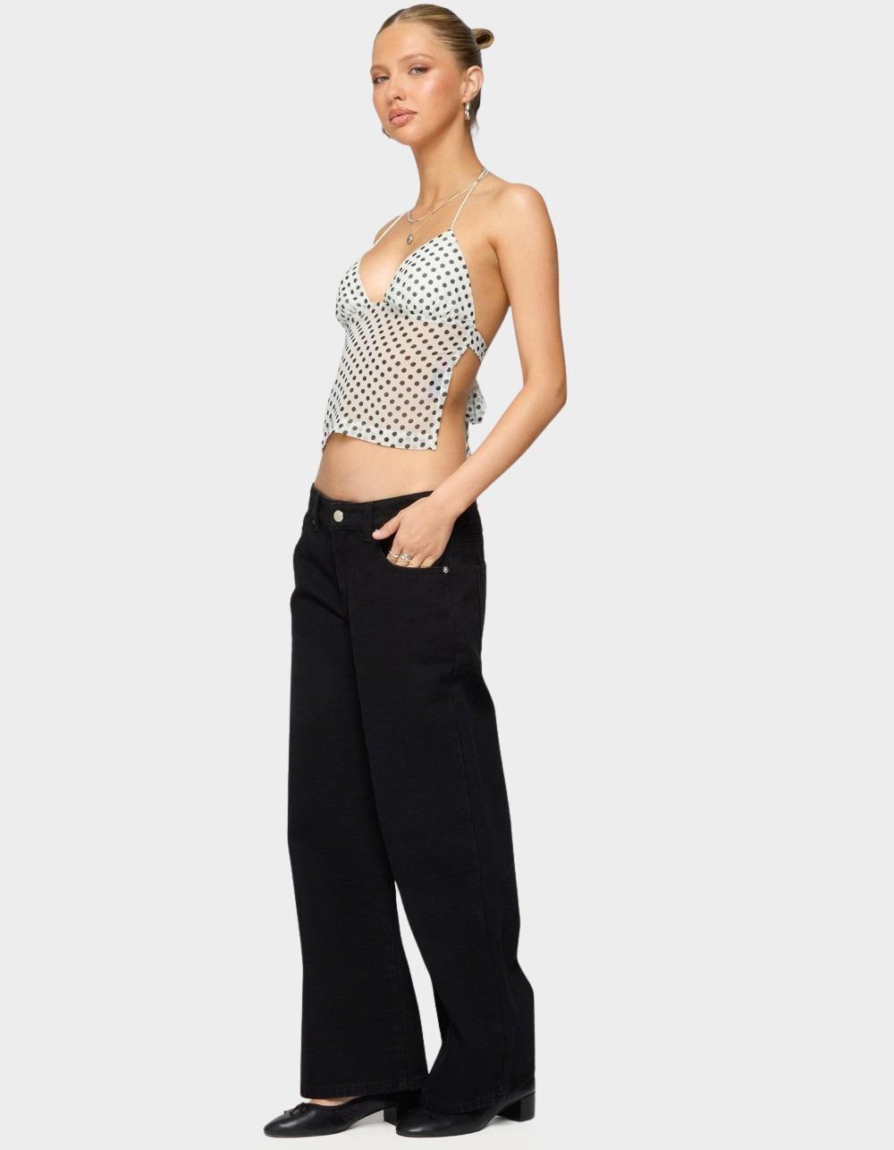 EDIKTED Petite Daytime Low Rise Jeans - BLACK Product Image