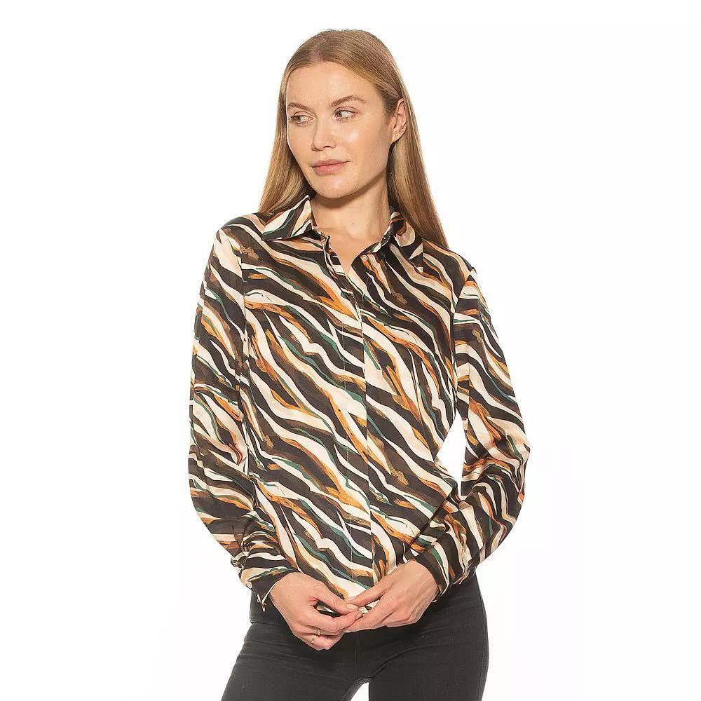 Womens ALEXIA ADMOR Cassidy Classic Silky Collared Button Down Shirt Product Image