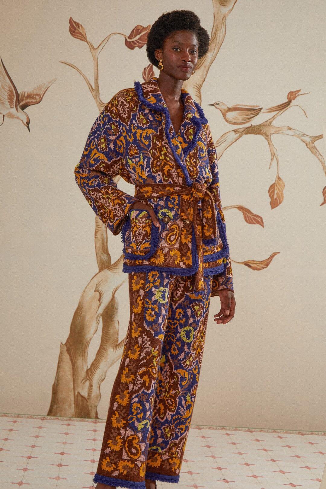 Glam Tapestry Blue Knit Pants, GLAM TAPESTRY BLUE / S Product Image