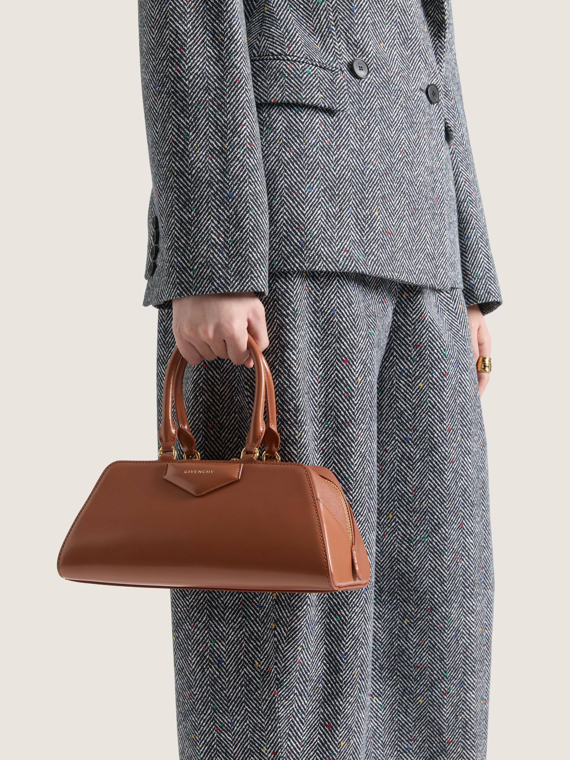 Small Antigona East-West bag in Box leather Product Image