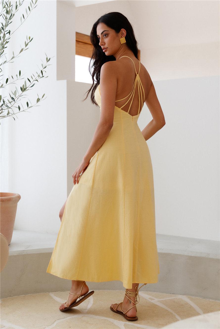 She's Captivating Midi Dress Yellow Product Image