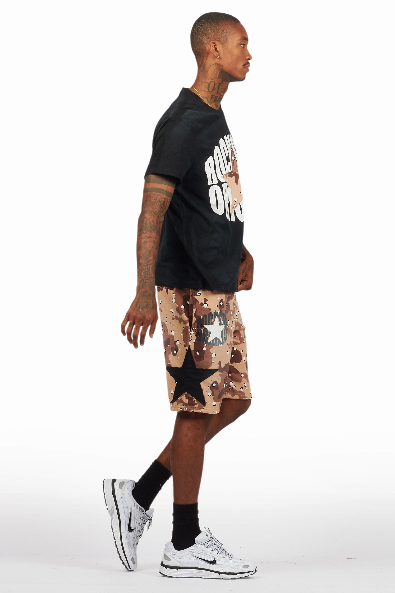 Sarge Vintage Black/Desert Camo T-Shirt/Short Set Male Product Image