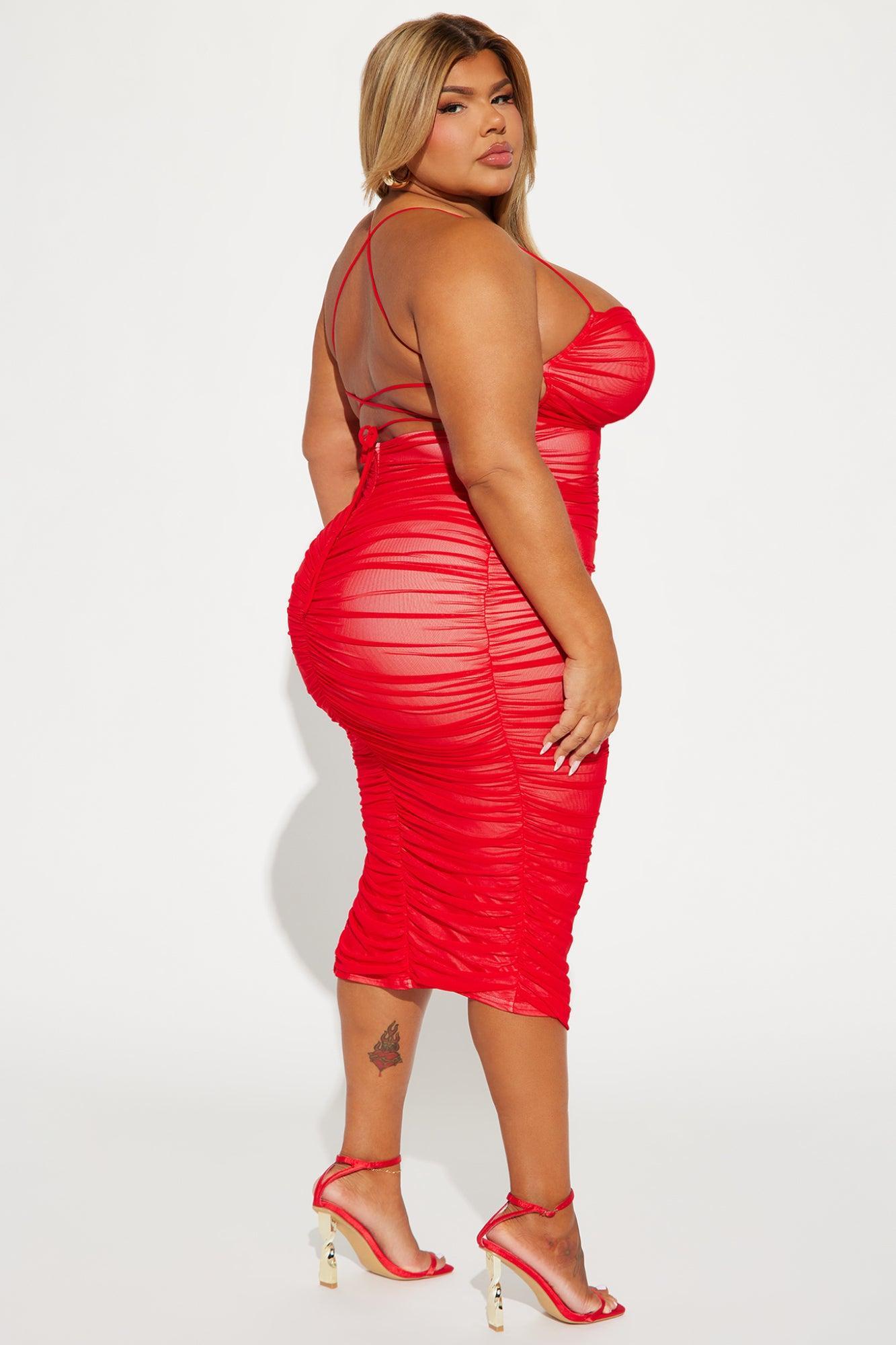 Life After Love Mesh Midi Dress - Red Product Image