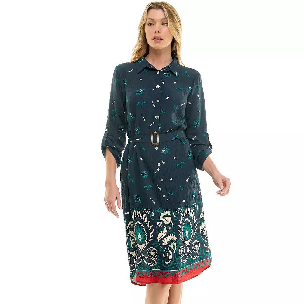 Women's Figueroa & Flower Button Front Shirt Dress, Size: Medium, Black Product Image