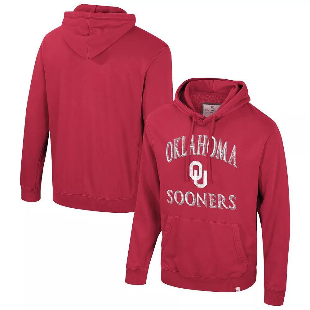 Men's Colosseum Crimson Oklahoma Sooners Big & Tall Cap E-Tan Pullover Hoodie, Size: 4XLT, Red Product Image