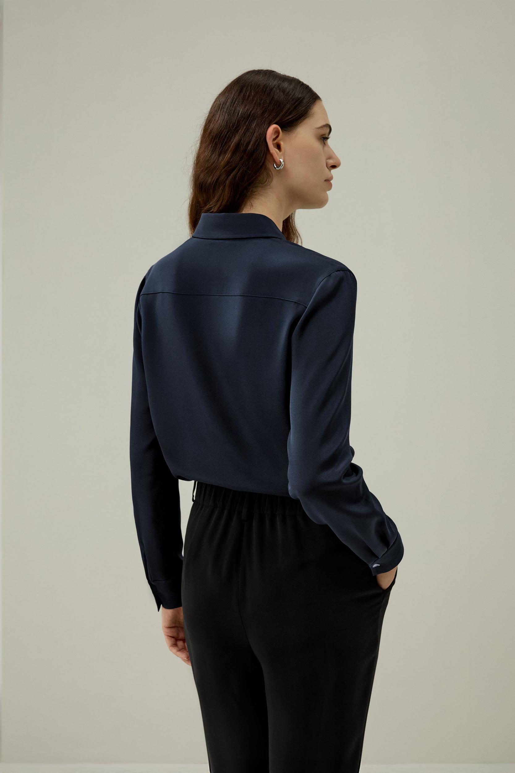 Graceful Button Up Silk Blouse Product Image
