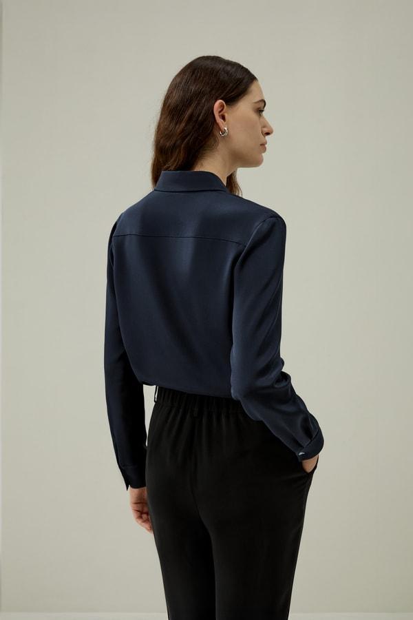Graceful Button Up Silk Blouse Product Image
