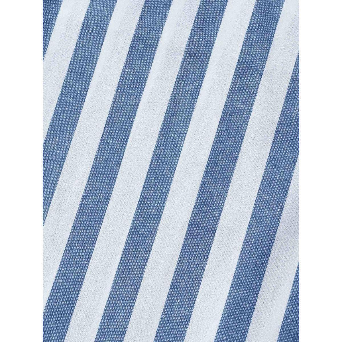 Plus Size Striped Linen Blend Ruffle Layered Hem Dress LightBlue Women Casual Belted Square Neck Sleeveless Curvy BloomChic 12/L Product Image