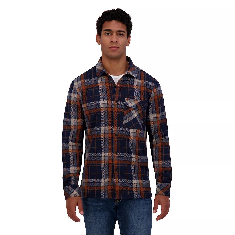 Men's ZeroXposur Knit Flannel Button-Down Shirt, Size: XXL, Brown Navy Ivory Product Image