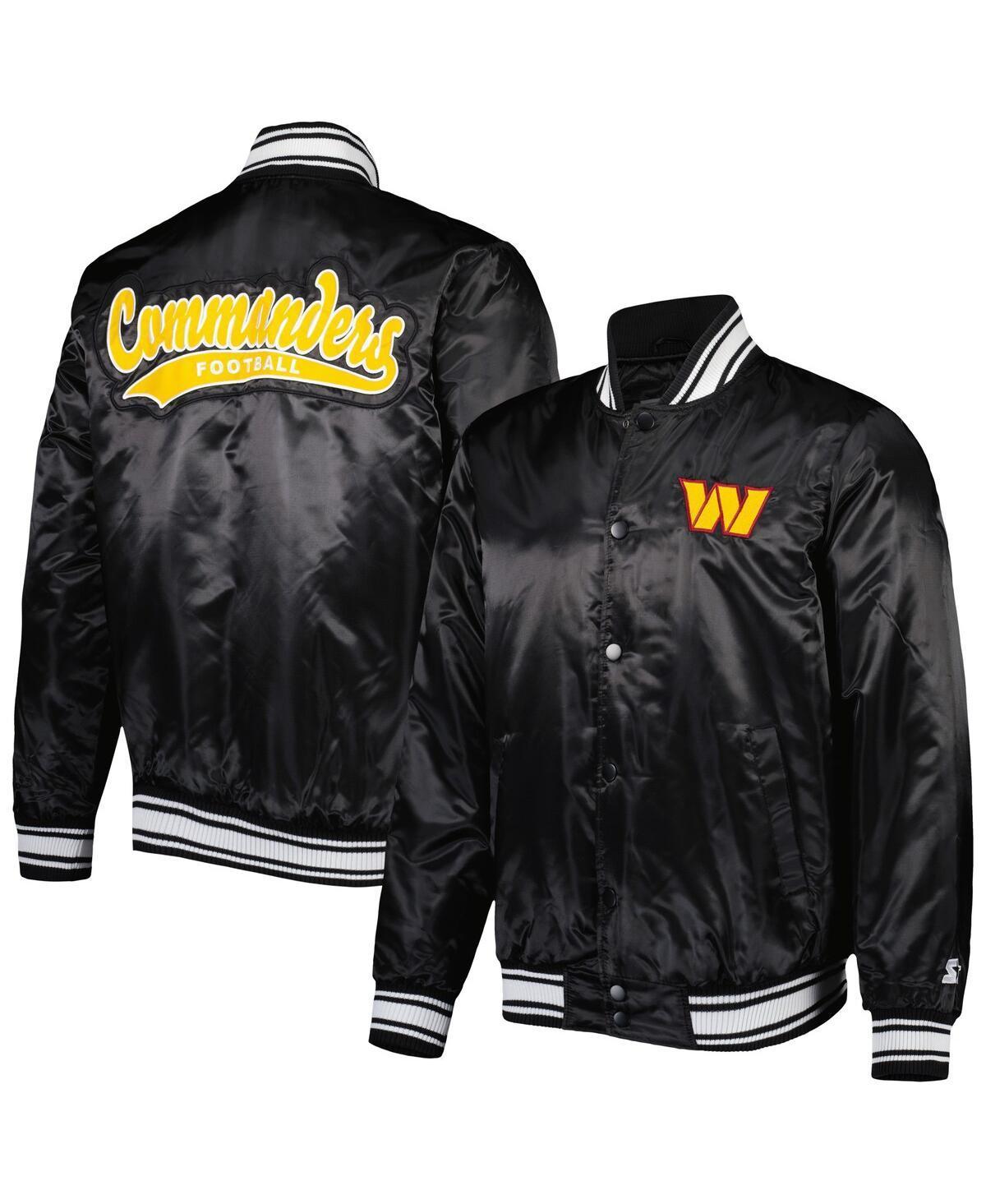 Men's Starter Black Washington Commanders Locker Room Satin Varsity Full-Snap Jacket, Size: Large, Wft Black Product Image