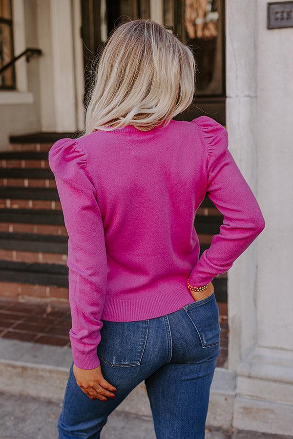 Lovely Tokens Sweater Top In Hot Pink Product Image