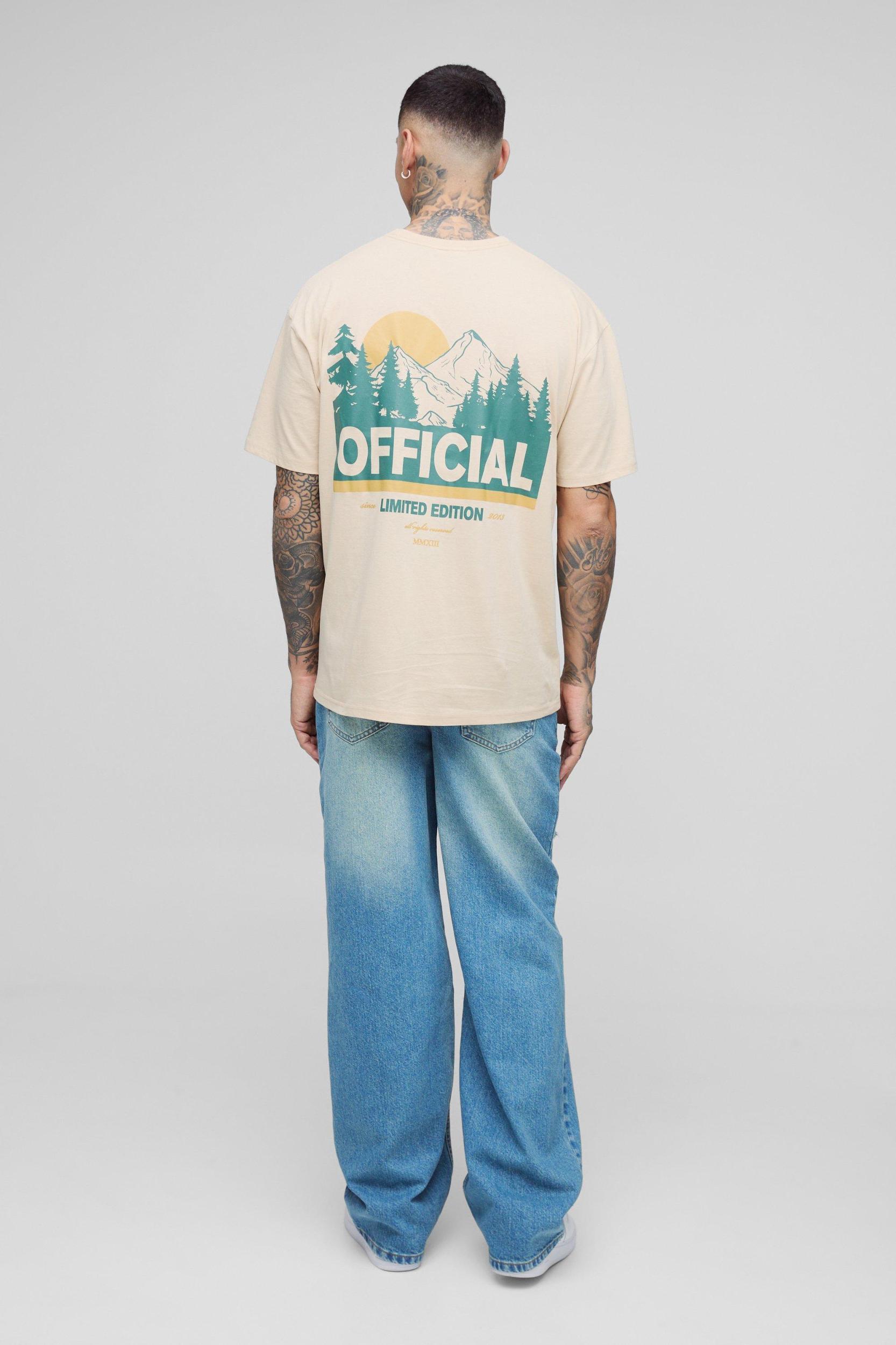 Tall Oversized Official Landscape Print T-Shirt | boohooMAN USA Product Image