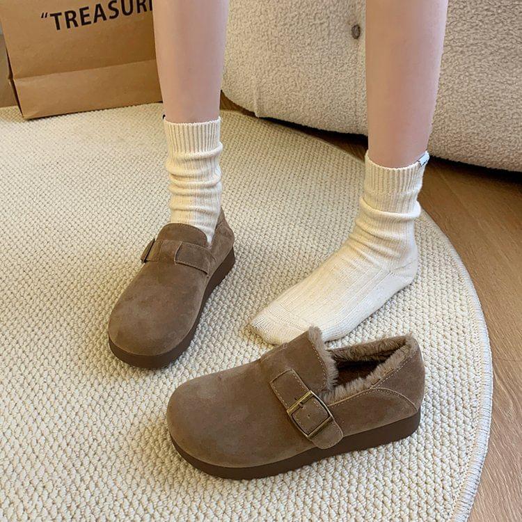 Plain Fluffy Lined Loafers Product Image