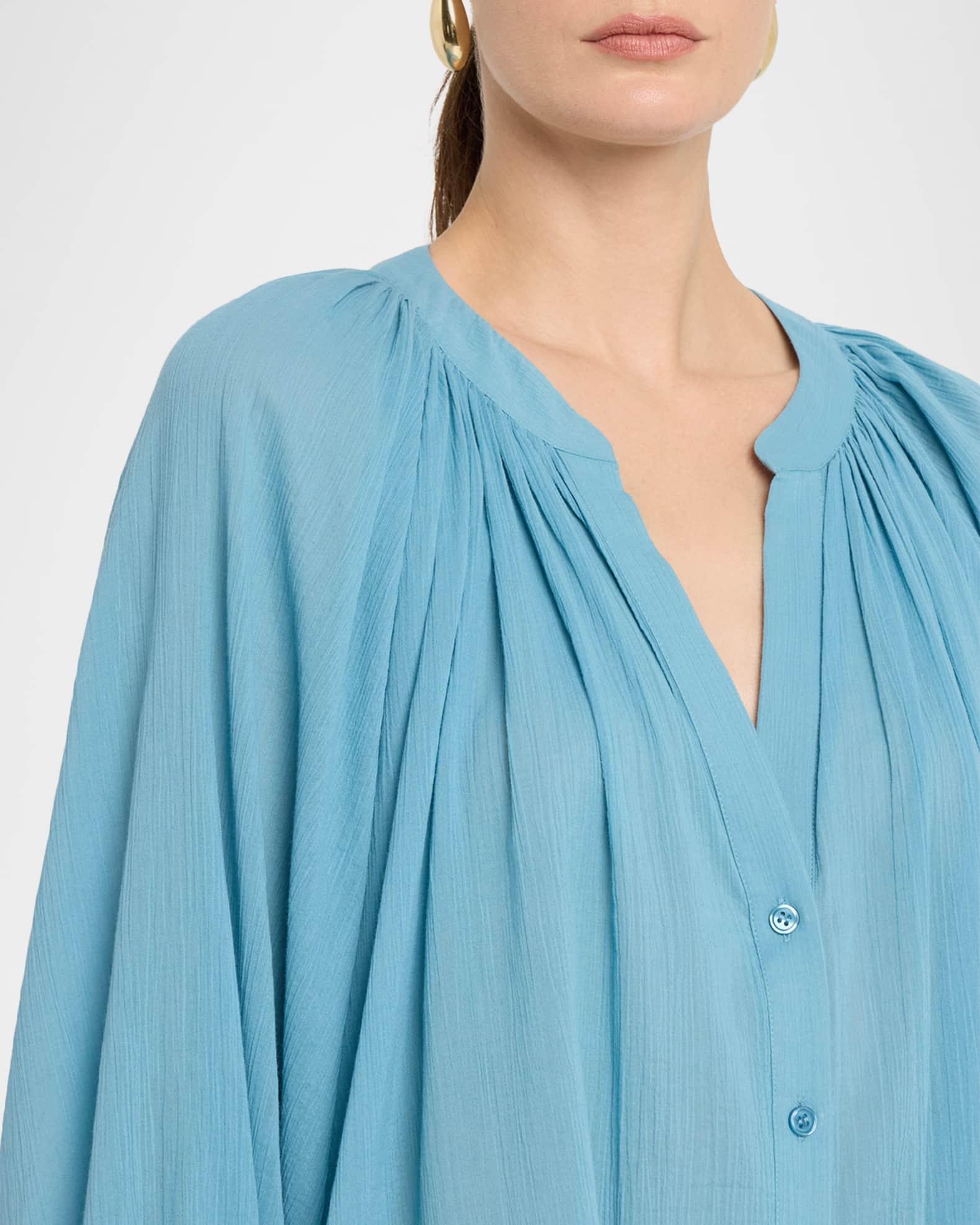 Edme Ruched Cotton Blouse Product Image