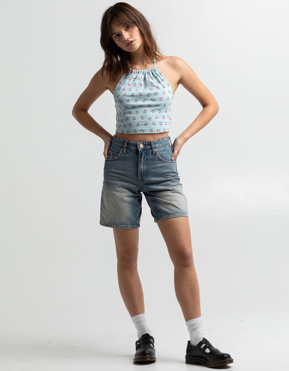 FULL TILT Cherry Womens Halter Top  - LIGHT BLUE Product Image
