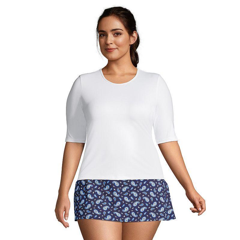 Petite Lands' End UPF 50 Elbow-Sleeve Rash Guard Swim Tee, Women's, Size: Large Petite, Deep  Blue Product Image