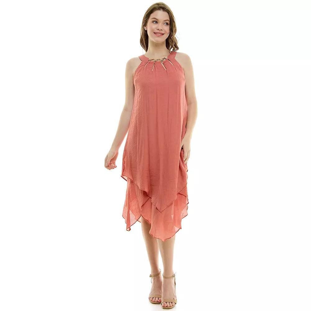 Women's Luxology Sleeveless Gauze Midi Dress, Girl's, Size: Medium, Rosewood Product Image